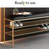 ZEELYDE Shoe Rack,Faux PU Bench, 3 Tier Shoe Rack Bench, Entryway Bench with Storage Shelf, PU Upholstered Dining Bench for Indoor Entrance Hallway Bedroom Living Room,B,60CM view 4