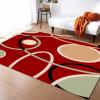 Area Rugs Non-Slip Washable Rug 5x7 Ft Red Brown Geometric Abstract Lines Circles Indoor Rug Rubber Backing Floor Mats Home Decor Carpet for Living Room Dining Room Non Shedding view 2