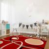 Area Rugs Non-Slip Washable Rug 5x7 Ft Red Brown Geometric Abstract Lines Circles Indoor Rug Rubber Backing Floor Mats Home Decor Carpet for Living Room Dining Room Non Shedding view 4