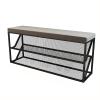 ZEELYDE Shoe Rack,Entry Shoe Bench with Comfy Cushion,-Tier Metal Mesh Shoe Rack Bench Shoe Organizer,Modern Hallway Shoe Storage Bench Entryway Furniture-G-Velvet 80x25x45cm view 1
