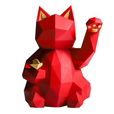 KITCISSL Geometric Decor Resin Abstract Cat Sculpture Ornaments for Living Room, Cat Statues Sculptures Home Decor Art Figurines Centerpieces for Bookshelf, TV Stand, Nightstand (Color : Large White)