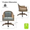 HULALA HOME Rattan Desk Chair, Upholstered Home Office Chair, Vintage Office Chair with Armrest, Adjustable Swivel Rolling Height Task Chair for Living Room Bedroom Study Room, Blue view 2