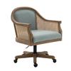 HULALA HOME Rattan Desk Chair, Upholstered Home Office Chair, Vintage Office Chair with Armrest, Adjustable Swivel Rolling Height Task Chair for Living Room Bedroom Study Room, Blue view 3