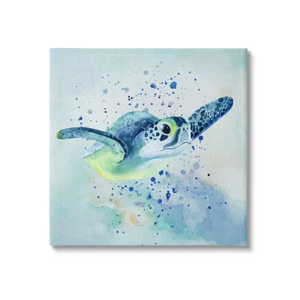 Stupell Industries Sea Turtle Underwater Bubbles Splash Canvas Wall Art, Design by Karen Smith