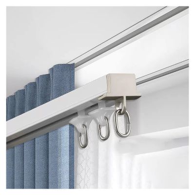 Ceiling Hidden Curtain Straight Track, Nursery/Office/Apartment Sliding Curtain Rail System Embedded, for Privacy Room Divider, Aluminum Alloy, with Complete Kit ( Color : White , Size : 380cm/12.4ft/