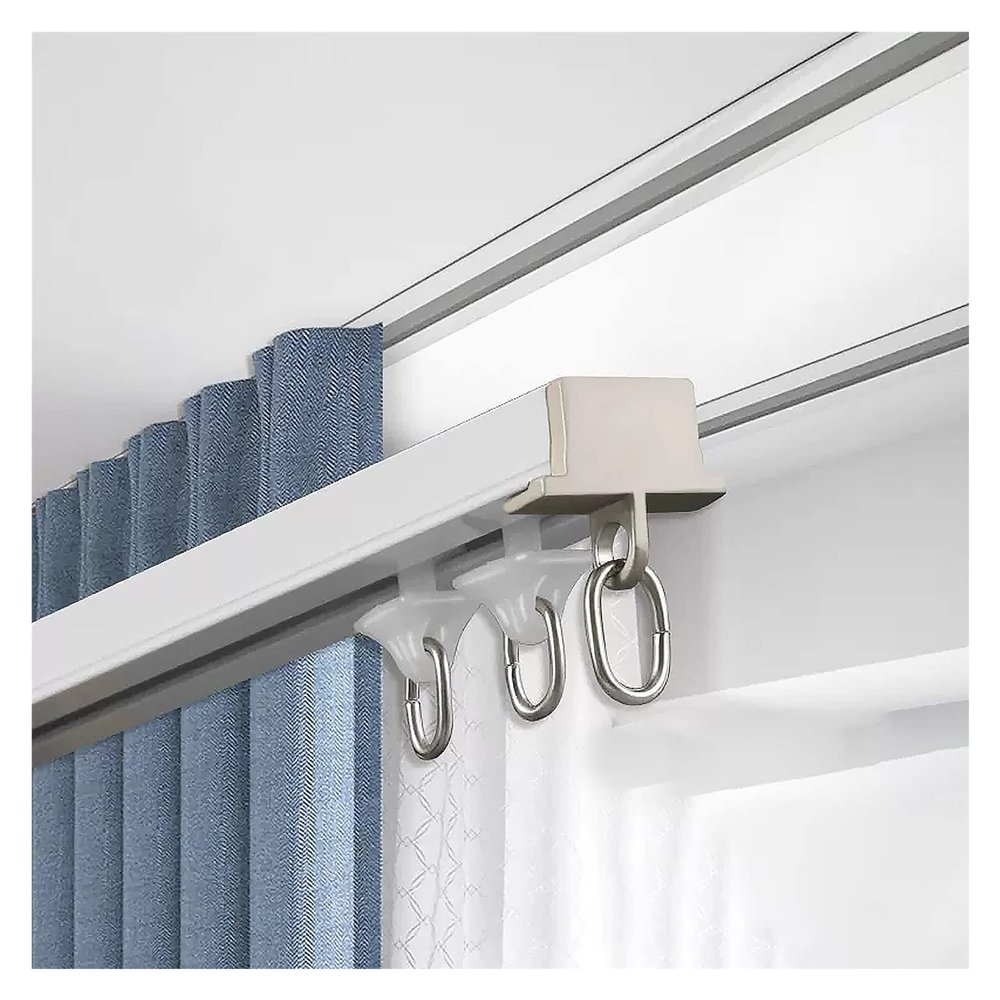 Ceiling Hidden Curtain Straight Track, Nursery/Office/Apartment Sliding Curtain Rail System Embedded, for Privacy Room Divider, Aluminum Alloy, with Complete Kit ( Color : White , Size : 380cm/12.4ft/