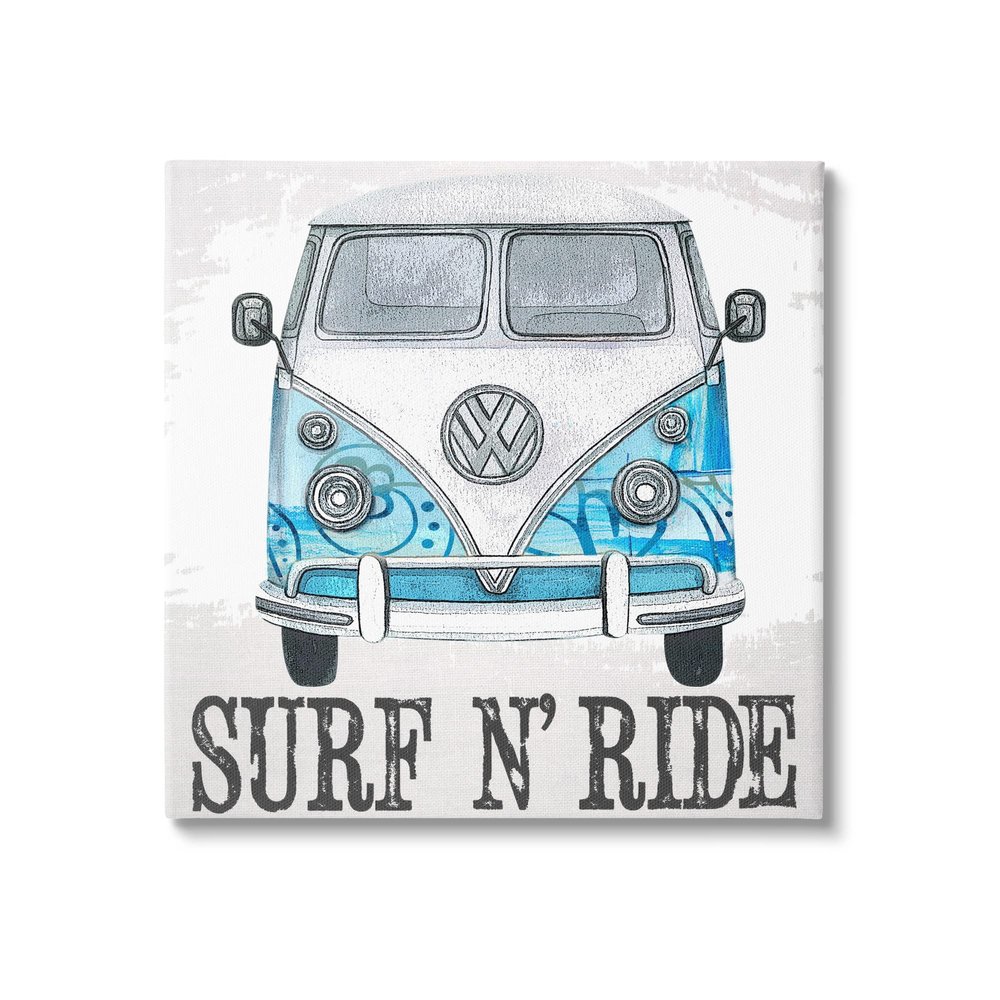 Stupell Industries Surf N Ride Blue Retro Summer Bus Canvas Wall Art, Design by Karen Smith