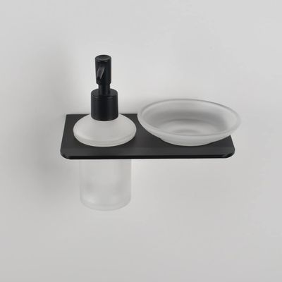 Aluminum Toilet Brush Holder Black Double Tumbler Holder Glass Cup Soap Dish Holder Lotion Dispenser Wall Mounted Bathroom,Cup Organizer