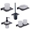 Aluminum Toilet Brush Holder Black Double Tumbler Holder Glass Cup Soap Dish Holder Lotion Dispenser Wall Mounted Bathroom,Cup Organizer view 2