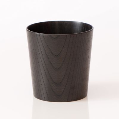 (Shirasagi Mokkou) Egret Woodworking, Wooden Cup, Keyaki, Jet Black