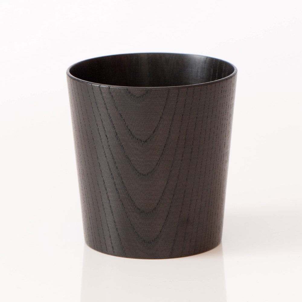 (Shirasagi Mokkou) Egret Woodworking, Wooden Cup, Keyaki, Jet Black