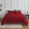 3 PCS Pinch Pleated Duvet Cover Cal-King - with Zipper & 4 Corner Ties Rectangle Pattern Decorative Pintuck Pillowsham with Size (104x98 Cal- King, Burgundy) view 1