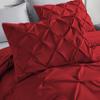 3 PCS Pinch Pleated Duvet Cover Cal-King - with Zipper & 4 Corner Ties Rectangle Pattern Decorative Pintuck Pillowsham with Size (104x98 Cal- King, Burgundy) view 3