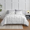 3 PCS Pinch Pleated Duvet Cover Cal-King - with Zipper & 4 Corner Ties Rectangle Pattern Decorative Pintuck Pillowsham with Size (104x98 Cal- King, White) view 1