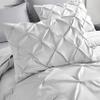 3 PCS Pinch Pleated Duvet Cover Cal-King - with Zipper & 4 Corner Ties Rectangle Pattern Decorative Pintuck Pillowsham with Size (104x98 Cal- King, White) view 3