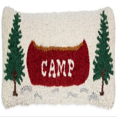 Chandler 4 Corners Artist-Designed Camp Canoe Hand-Hooked Wool Decorative Throw Pillow (8 in x 24 in) Lake & Lodge Pillow for Couches & Beds - Easy Care & Low Maintenance - Lake House Cabin Pillow