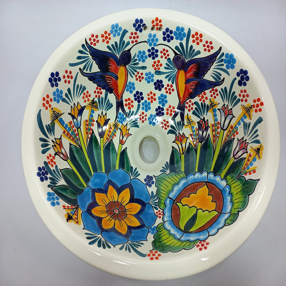 17" X 14" TALAVERA SINK drop in or undermount mexican bathroom handmade ceramic