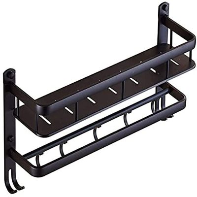 DUTAMI Bathroom Shelf Shower Organiser Wall-Mounted Punch Free Space Aluminum Multifunction Tower Hanger (Color : 2 Tiers, Size : 40cm)