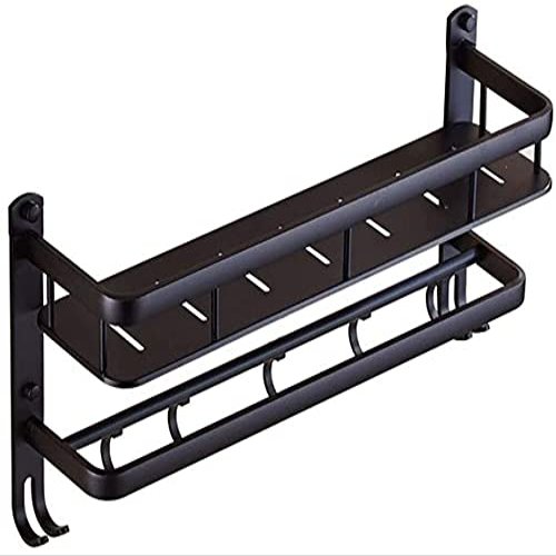 DUTAMI Bathroom Shelf Shower Organiser Wall-Mounted Punch Free Space Aluminum Multifunction Tower Hanger (Color : 2 Tiers, Size : 40cm)