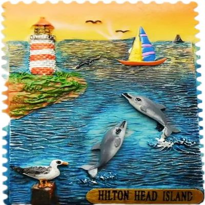 Harbor Town Hilton Head Island America Magnet Fridge Refrigerator Magnet Decoration Sticker Souvenir Resin Crafts Kitchen Whiteboard