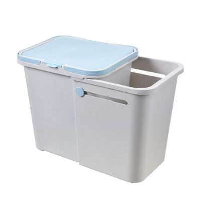 DYPASA Wastepaper Basket Scalable Sorting Trash Can Household Large Trash Can with Lid Push-Pull Covered Closable Trash Bin Plastic Sorting Trash Can Garbage Can (Color : Gray)