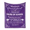 Custom Class of 2023 Graduation Blanket with Graduates Name and High School/College Name Personalized 2023 Graduation Blankets Soft Lightweight Throws 60"x80" - Purple view 1