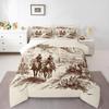 Wild West Comforter Set King Cowboys Bedding American Western Desert Hunting Horse Riding Bedding Comforter Sets For Man Teens Boy Hand Drawn Illustration Mountain Cactus Bedroom Decor Duvet Insert view 1