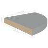 Keketa 2 Pcs Floating Corner Shelf 13.8"x13.8"x1.5" MDF, Wall Mount Round End Floating Shelf Display Shelf Storage for Bathroom Bedroom Kitchen Living Room Office - Gray view 2