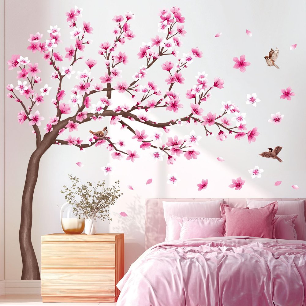 DECOWALL Large Pink Cherry Blossom Tree Wall Stickers Decals Art (SG4-2306)