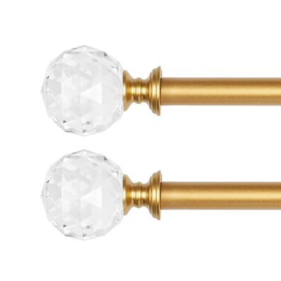 2 Pack 3/4 Inch Diameter Adjustable Curtain Metal Rod with Round Clear Acrylic Ball Finials86 to 120 Inch