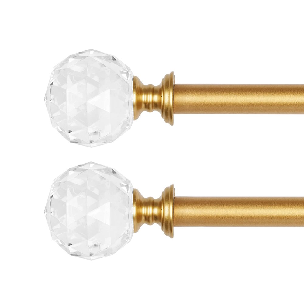 2 Pack 3/4 Inch Diameter Adjustable Curtain Metal Rod with Round Clear Acrylic Ball Finials86 to 120 Inch