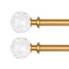 2 Pack 3/4 Inch Diameter Adjustable Curtain Metal Rod with Round Clear Acrylic Ball Finials86 to 120 Inch view 1