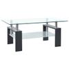 CKioict Coffee Table, 2 Tier Rectangular Center Table with Living Room Storage with 2 Tier Tempered Glass Panels for Home Office, Grey Clear 37.4"x21.7"x15.7" Tempered Glass view 1