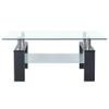 CKioict Coffee Table, 2 Tier Rectangular Center Table with Living Room Storage with 2 Tier Tempered Glass Panels for Home Office, Grey Clear 37.4"x21.7"x15.7" Tempered Glass view 3