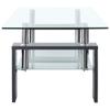 CKioict Coffee Table, 2 Tier Rectangular Center Table with Living Room Storage with 2 Tier Tempered Glass Panels for Home Office, Grey Clear 37.4"x21.7"x15.7" Tempered Glass view 4