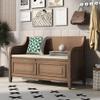 anwickjeff 42 Entryway Storage Bench, Rustic Style Solid Wood Entryway Multifunctional Storage Bench with Safety Hinge (Brown) view 1
