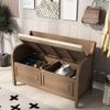 anwickjeff 42 Entryway Storage Bench, Rustic Style Solid Wood Entryway Multifunctional Storage Bench with Safety Hinge (Brown) view 4