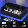 4ever2buy Black Night Stand with Charging Station and LED Lights Modern Bedside Table with Storage Drawers End Table for and Bedroom view 3
