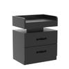 4ever2buy Black Night Stand with Charging Station and LED Lights Modern Bedside Table with Storage Drawers End Table for and Bedroom view 4