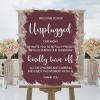 Welcome To Our Unplugged Ceremony Acrylic Wedding Welcome Signs Brush Painted Burgundy Coral Red Custom Name Welcome Wedding Sign Elegant Decorative Wedding Party Art Signs 18x24in view 4