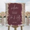 Brush Painted Burgundy Coral Red Personalized Name Wedding Welcome Signs We're So Glad You're Here Welcome Acrylic Wedding Reception Sign Elegant Boho Wedding Decor Welcome Sign 16x24in view 4
