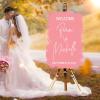 Personalized Name Wedding Welcome Sign Welcome Custom Romance White Font Romantic Acrylic Wedding Reception Sign Pink Brush Painted Romance Art Font Wedding Signs for Ceremony Decor 16x24in view 3