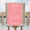 Personalized Name Wedding Welcome Sign Welcome Custom Romance White Font Romantic Acrylic Wedding Reception Sign Pink Brush Painted Romance Art Font Wedding Signs for Ceremony Decor 16x24in view 4