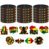 Lenwen 27 Pieces Juneteenth Day Party Favors Happy Juneteenth Silicone Wristbands Pin Buttons Badges Black Freedom Day Wristband Bracelets Pin Set for Freedom African Party Supplies view 1