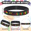 Lenwen 27 Pieces Juneteenth Day Party Favors Happy Juneteenth Silicone Wristbands Pin Buttons Badges Black Freedom Day Wristband Bracelets Pin Set for Freedom African Party Supplies view 3