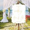White Brush Painted Elegant Gold Font Personalized Name Wedding Welcome Signs Welcome to The Wedding of Acrylic Welcome Wedding Sign Romantic Porch Welcome Sign Wedding Reception Decor 18x24in view 1