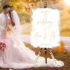 White Brush Painted Elegant Gold Font Personalized Name Wedding Welcome Signs Welcome to The Wedding of Acrylic Welcome Wedding Sign Romantic Porch Welcome Sign Wedding Reception Decor 18x24in view 3