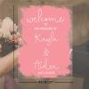 Personalized Name Wedding Welcome Signs Welcome To The Wedding Of Romance Acrylic Welcome Wedding Sign Pink Brush Painted Romance Art Font Decorative Wedding Party Art Signs 18x24in view 2