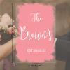 Personalized Name Welcome Wedding Signs Personalized Established Date Elegant Acrylic Wedding Sign Pink Brush Painted Romance Art Font Welcome Sign for Wedding Reception 16x24in view 2