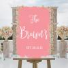 Personalized Name Welcome Wedding Signs Personalized Established Date Elegant Acrylic Wedding Sign Pink Brush Painted Romance Art Font Welcome Sign for Wedding Reception 16x24in view 4
